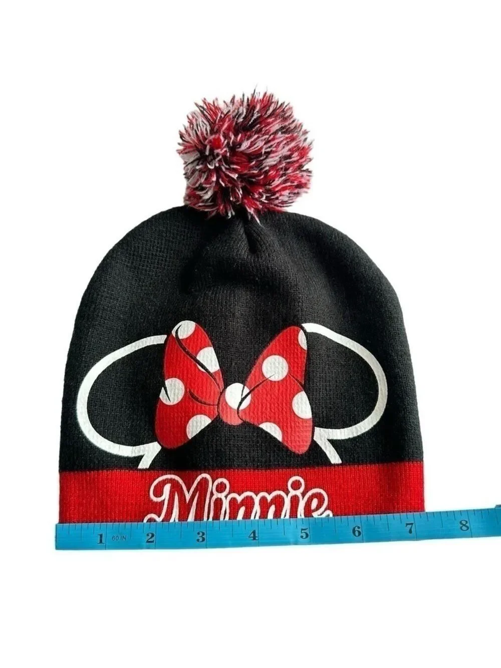 Minnie Black & Red Knit Pom Pom Winter Beanie‎ Cap Girls OS